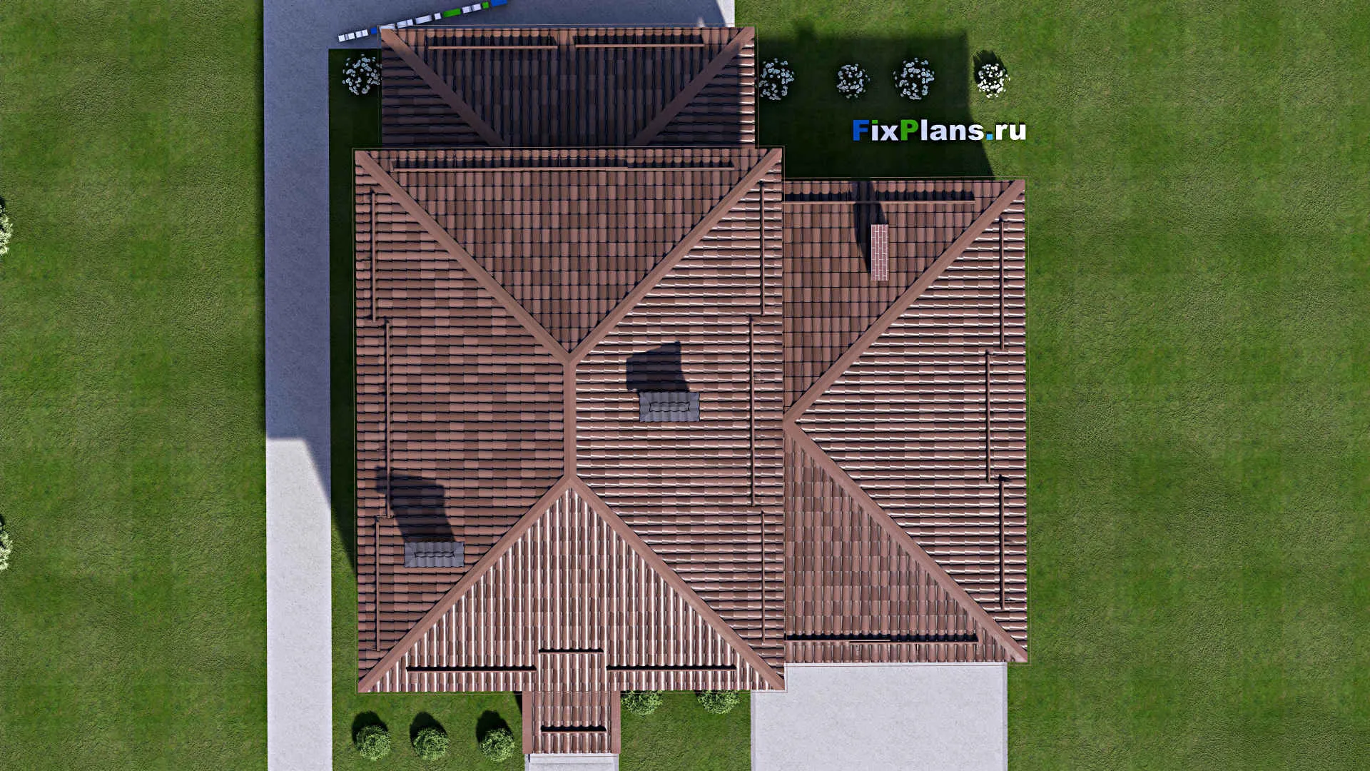 F-13103 - Проект двухэтажного дома 15 на 16, площадью 220 м² с террасой, гаражом на 2 машины и 4 спальнями