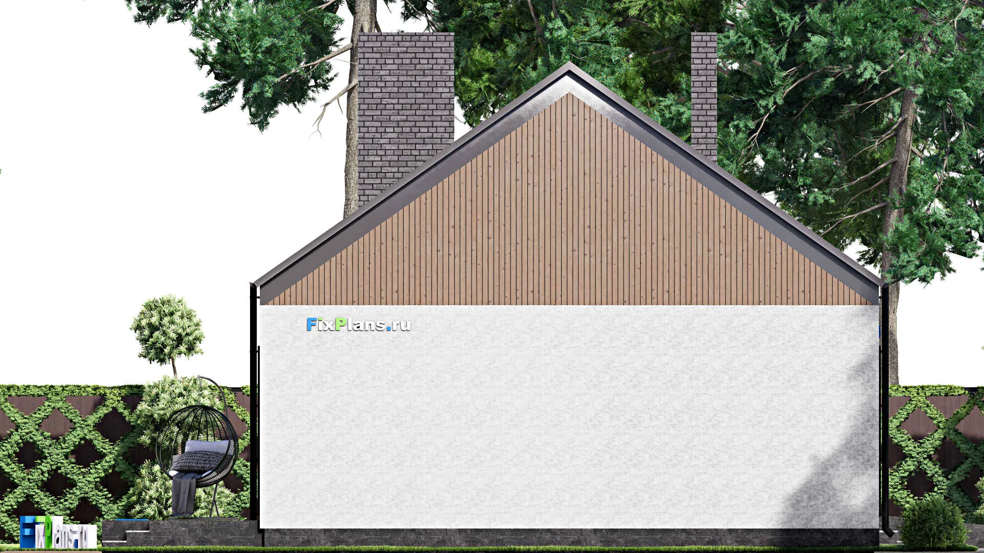 F-16091 - Проект одноэтажного дома 12 на 20, площадью 180 м² с террасой, гаражом на 1 машину и 3 спальнями