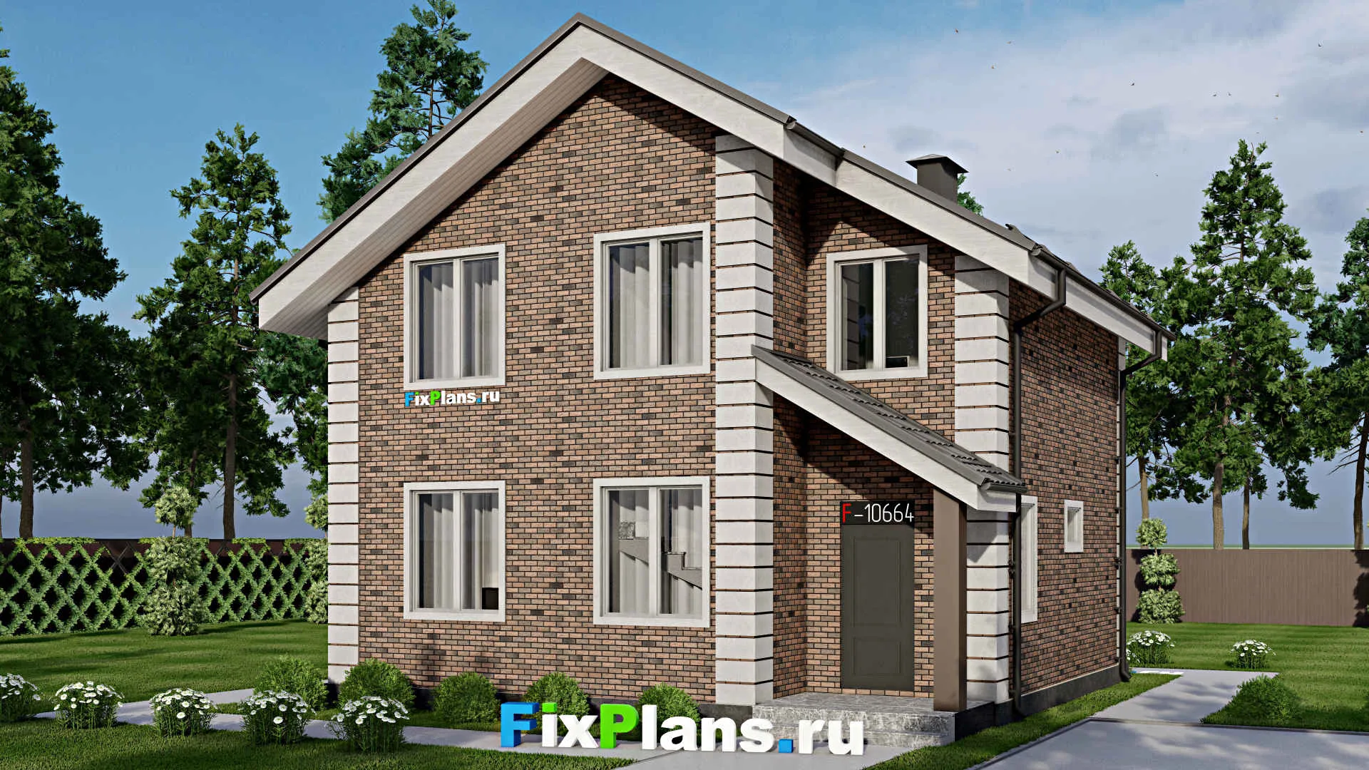 F-10664 - Проект дома с мансардой 10 на 14, площадью 120 м² с 3 спальнями