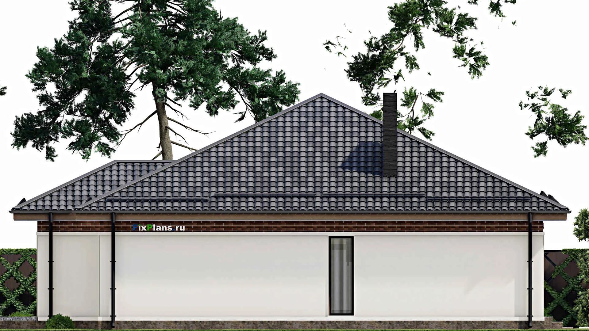 F-3266 - Проект одноэтажного дома 15 на 15, площадью 170 м² с 4 спальнями