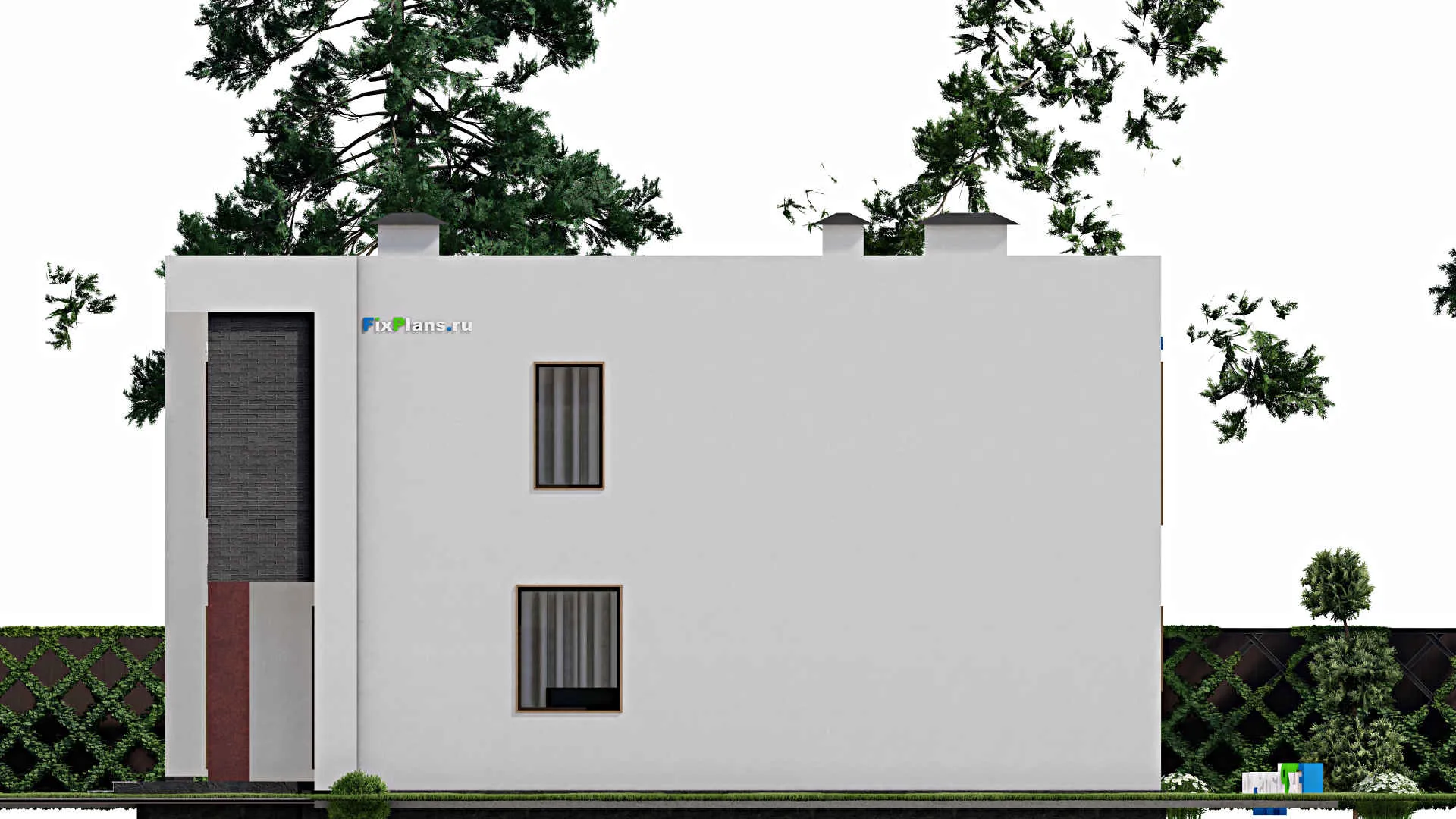 F-6704 - Проект двухэтажного дома 15 на 15, площадью 270 м² с балконом и 5 спальнями