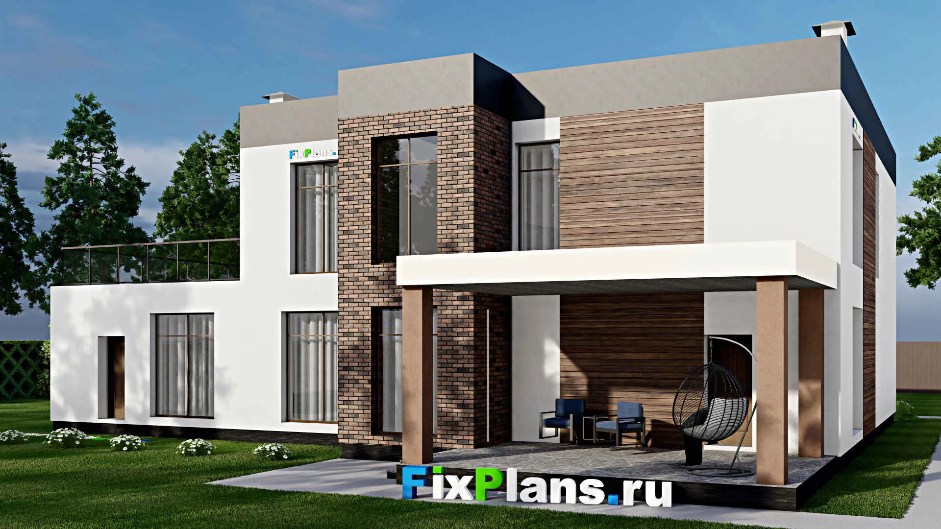 F-10718 - Проект двухэтажного дома 19 на 20, площадью 470 м² с 3 спальнями