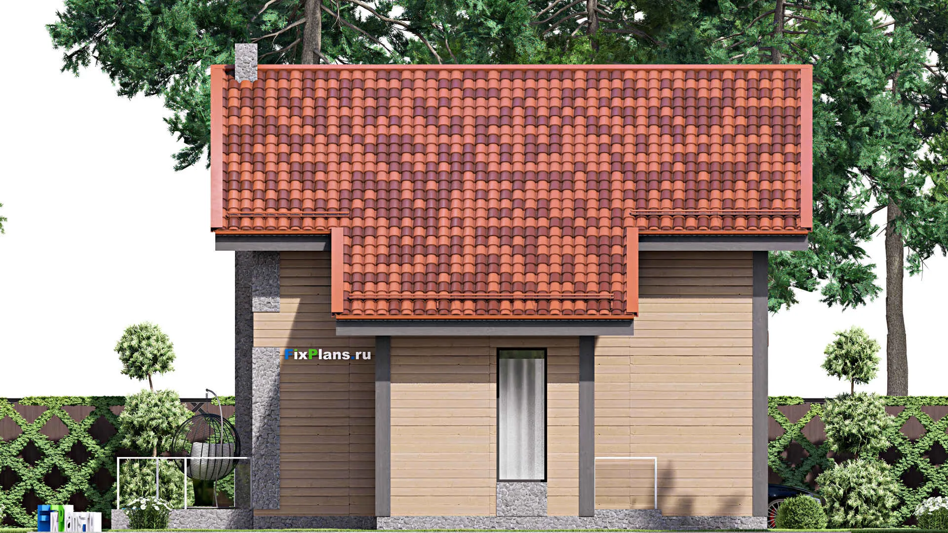 F-15857 - Проект дома с мансардой 12 на 15, площадью 190 м² с террасой, балконом и 3 спальнями