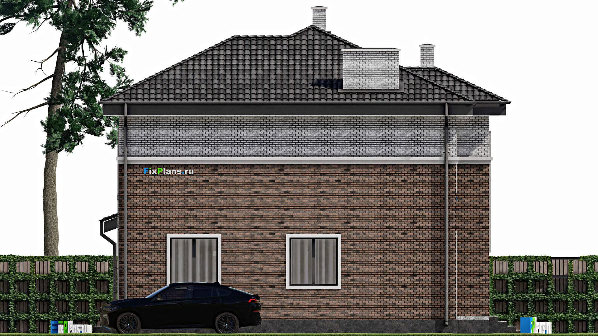 F-1637 - Проект двухэтажного дома 11 на 15, площадью 160 м² с террасой и 4 спальнями