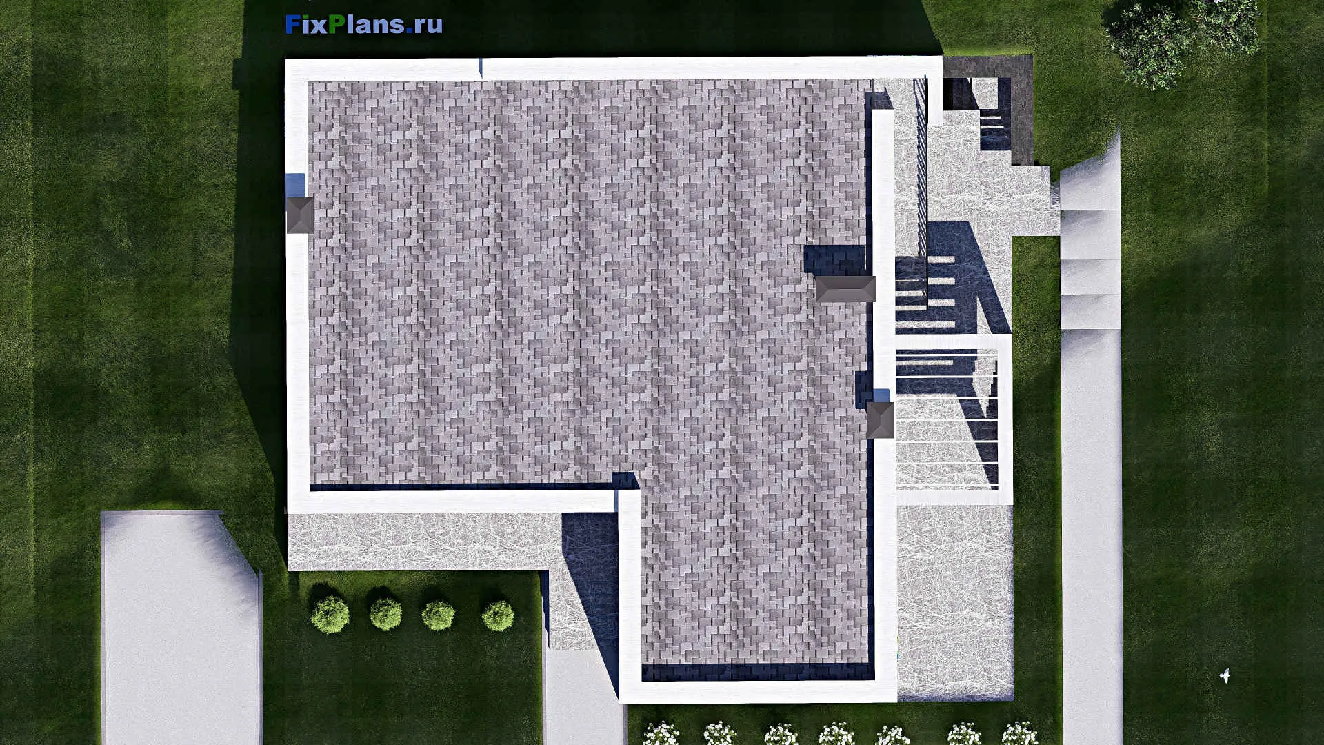 F-15767 - Проект одноэтажного дома 17 на 19, площадью 230 м² с террасой и 3 спальнями