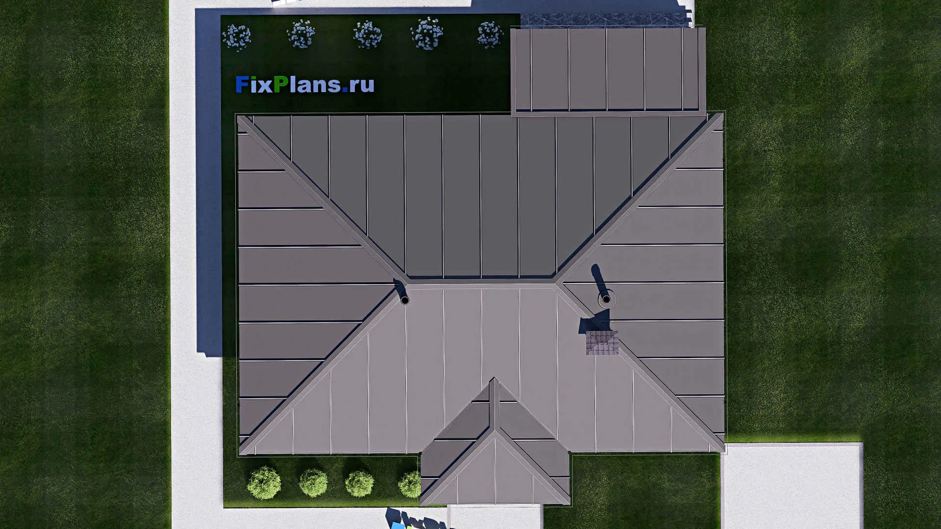 F-18566 - Проект одноэтажного дома 13 на 13, площадью 100 м² с террасой и 3 спальнями