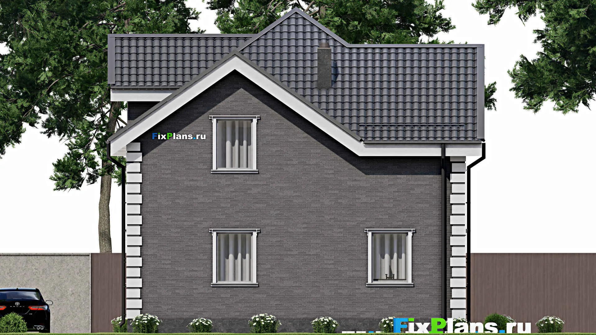 F-4526 - Проект дома с мансардой 10 на 10, площадью 150 м² с баней и 3 спальнями