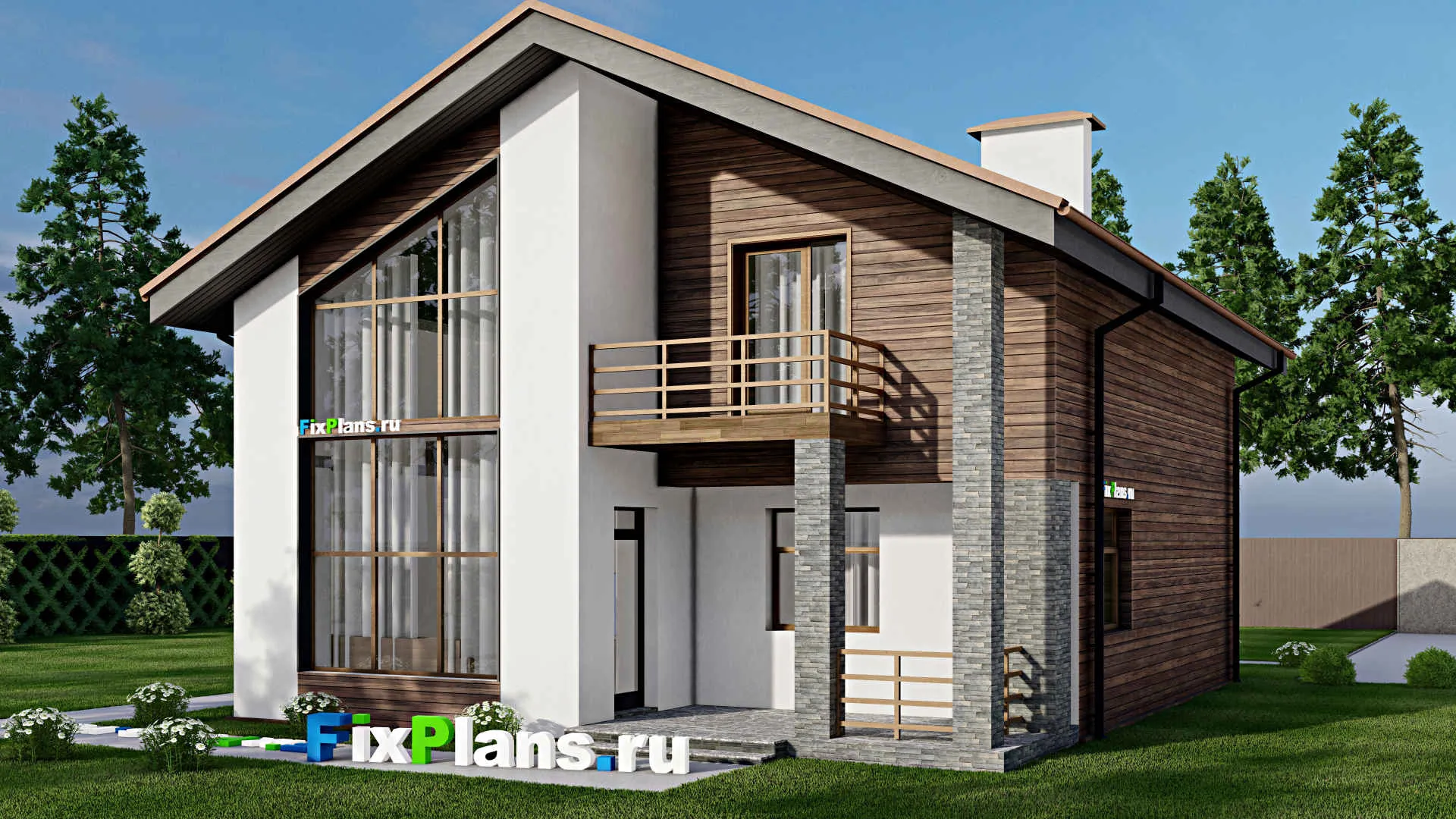 F-9242 - Проект дома с мансардой 10 на 12, площадью 160 м² с террасой, балконом и 3 спальнями