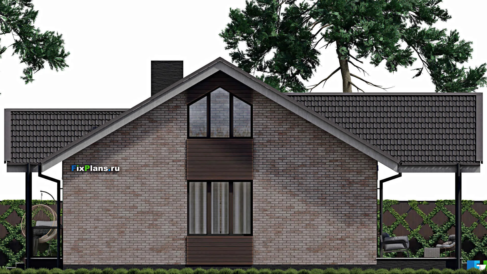 F-0629 - Проект одноэтажного дома 10 на 14, площадью 130 м² с террасой и 3 спальнями