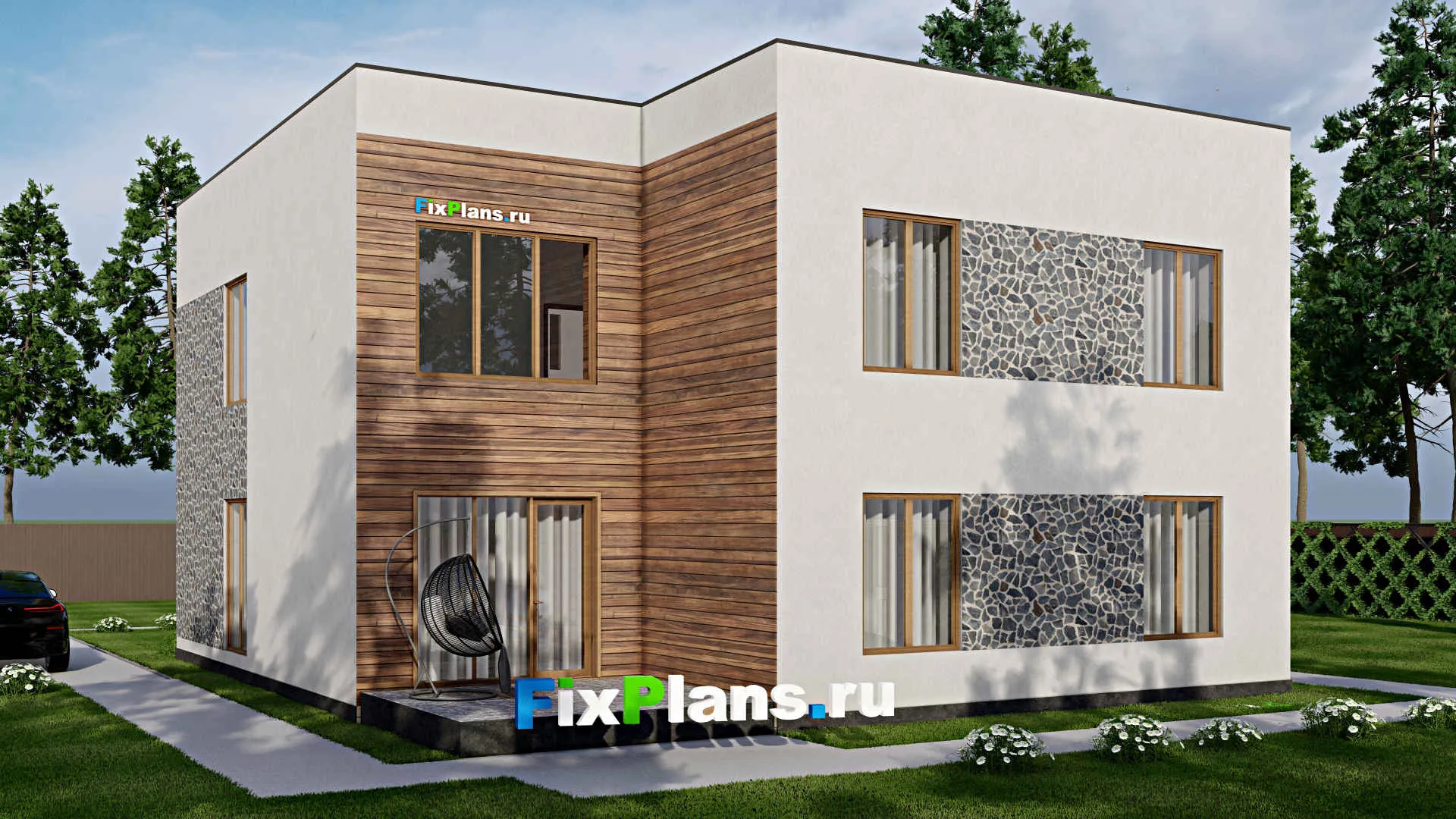 F-8918 - Проект двухэтажного дома 13 на 18, площадью 300 м² с террасой, балконом и 9 спальнями