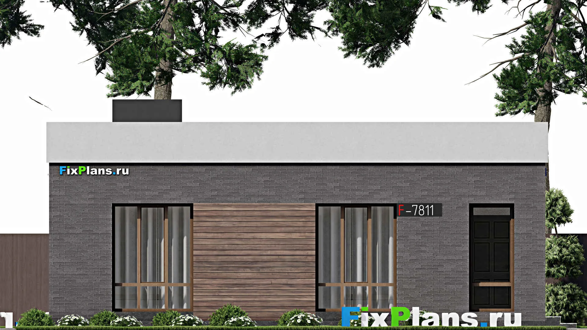 F-7811 - Проект одноэтажного дома 11 на 13, площадью 120 м² с 3 спальнями