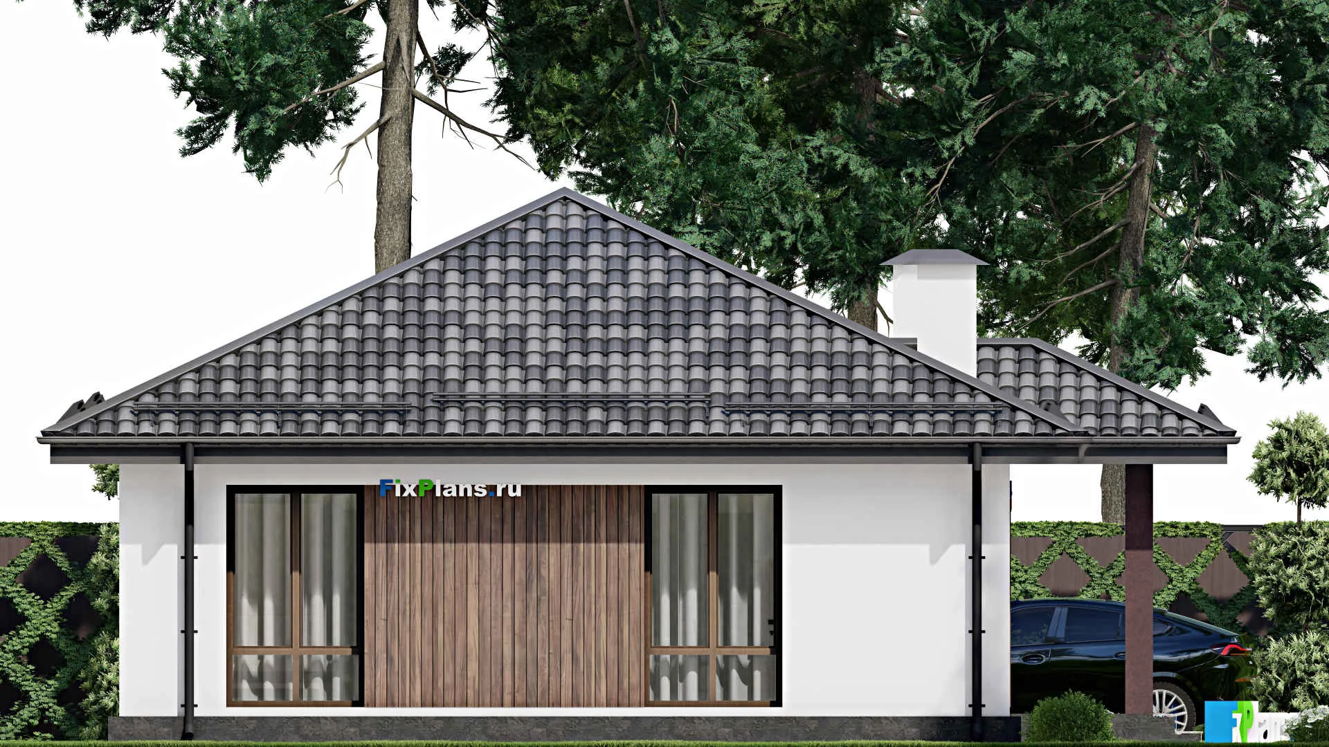 F-11519 - Проект одноэтажного дома 11 на 12, площадью 90 м² с 3 спальнями