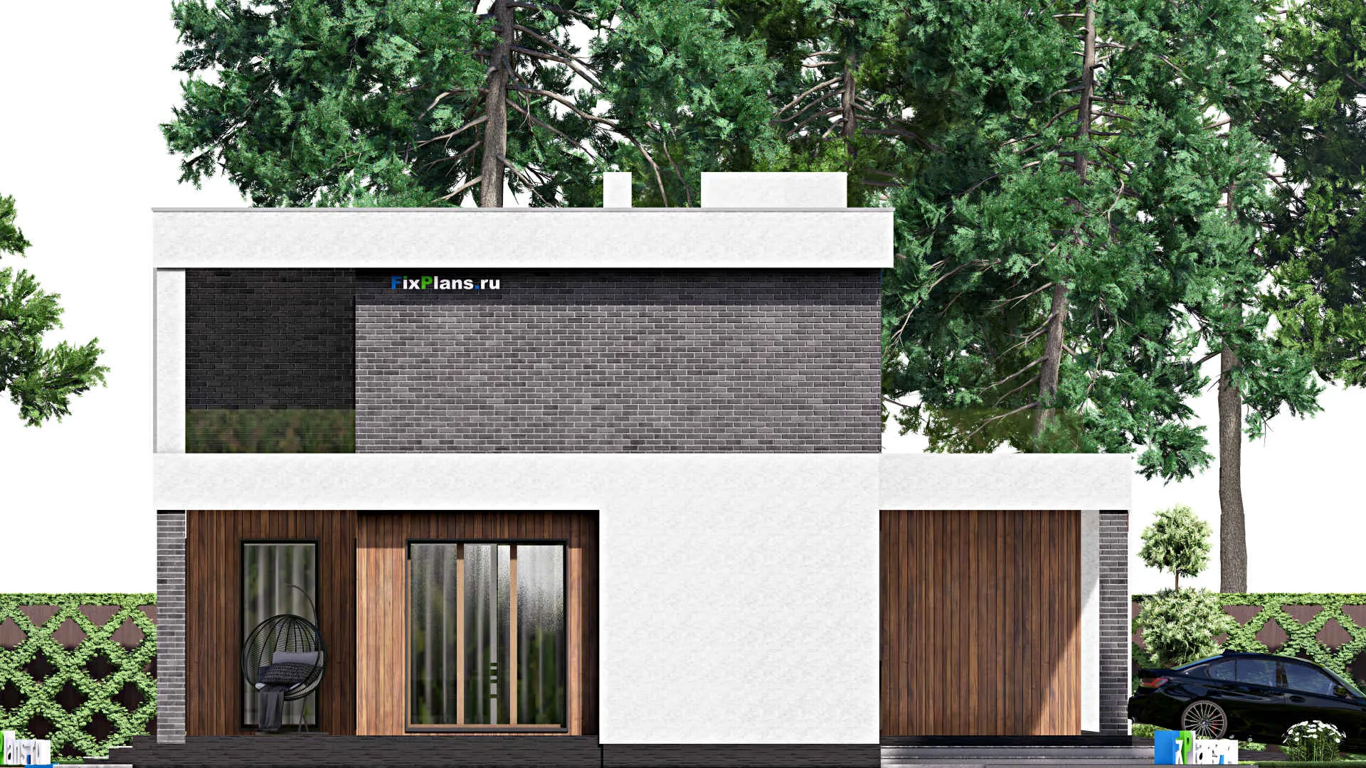 F-16163 - Проект двухэтажного дома 15 на 17, площадью 320 м² с террасой, балконом, гаражом на 2 машины и 4 спальнями