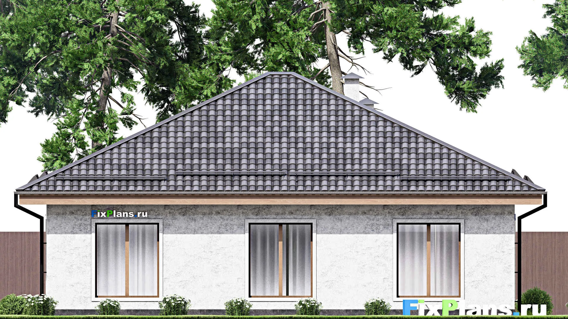 F-14057 - Проект одноэтажного дома 13 на 13, площадью 130 м² с 4 спальнями