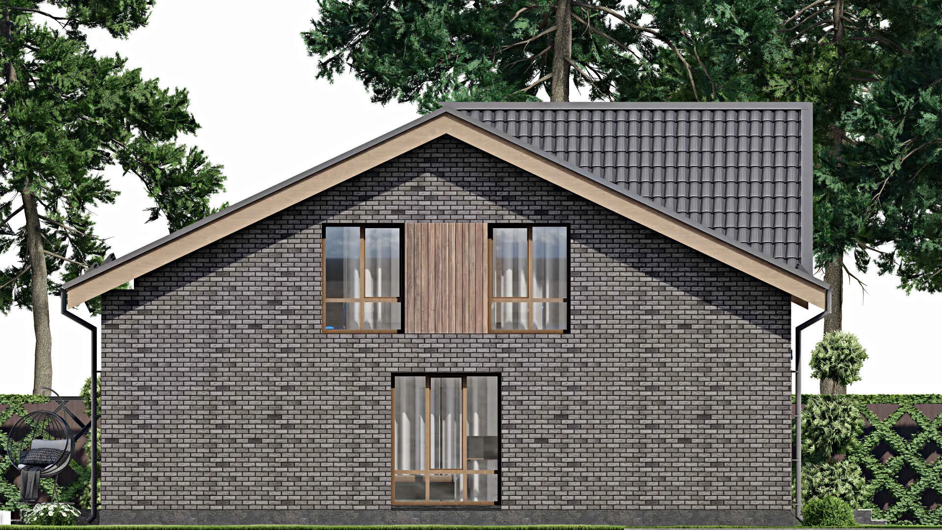 F-10169 - Проект дома с мансардой 13 на 15, площадью 310 м² с цокольным этажом и 5 спальнями