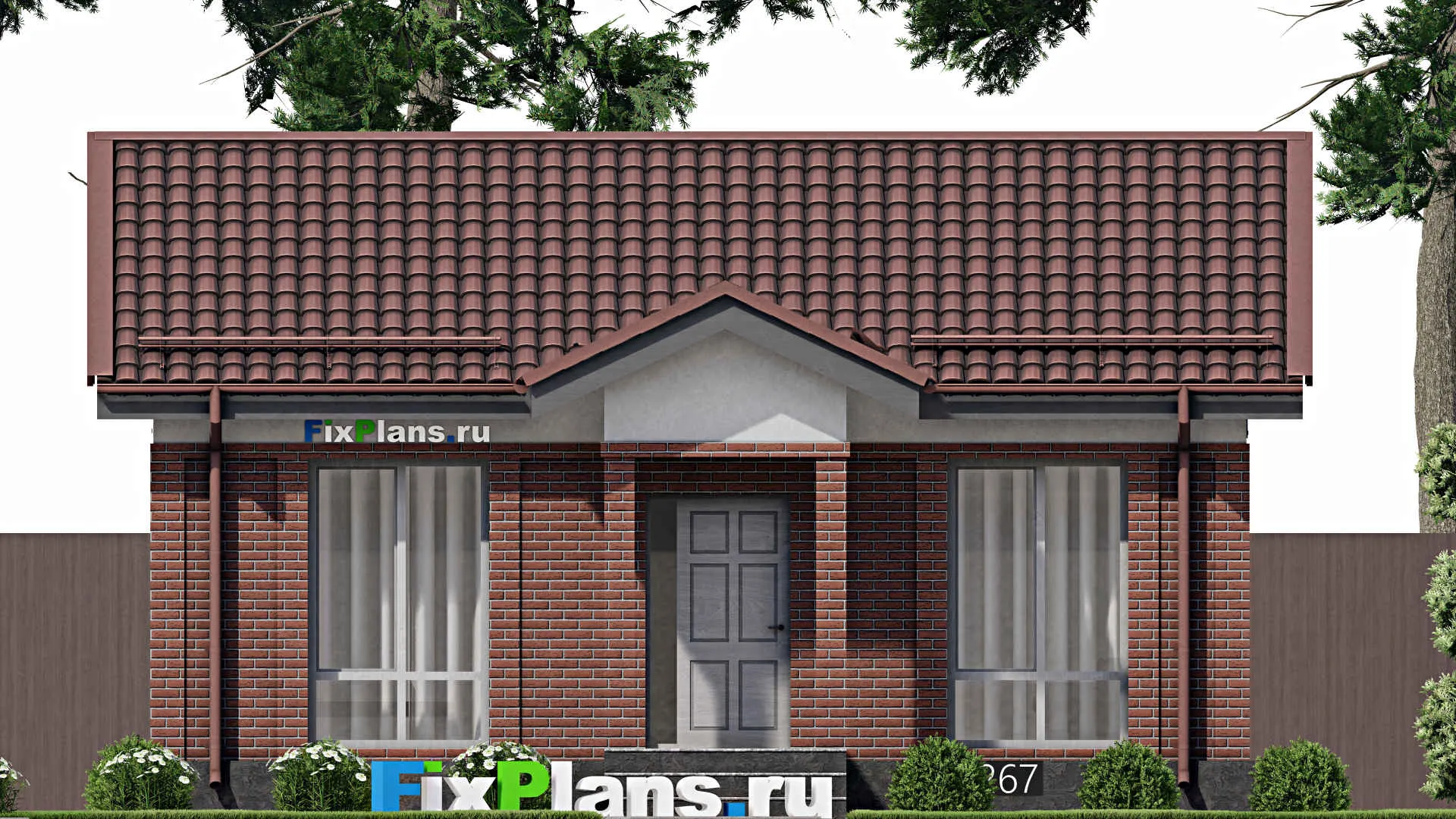 F-2267 - Проект одноэтажного дома 8 на 10, площадью 60 м² с 2 спальнями