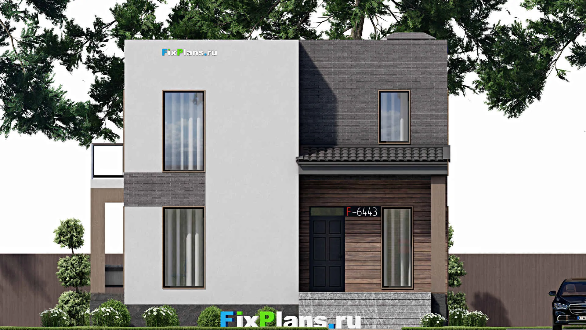 F-6443 - Проект двухэтажного дома 10 на 15, площадью 210 м² с террасой, балконом и 3 спальнями