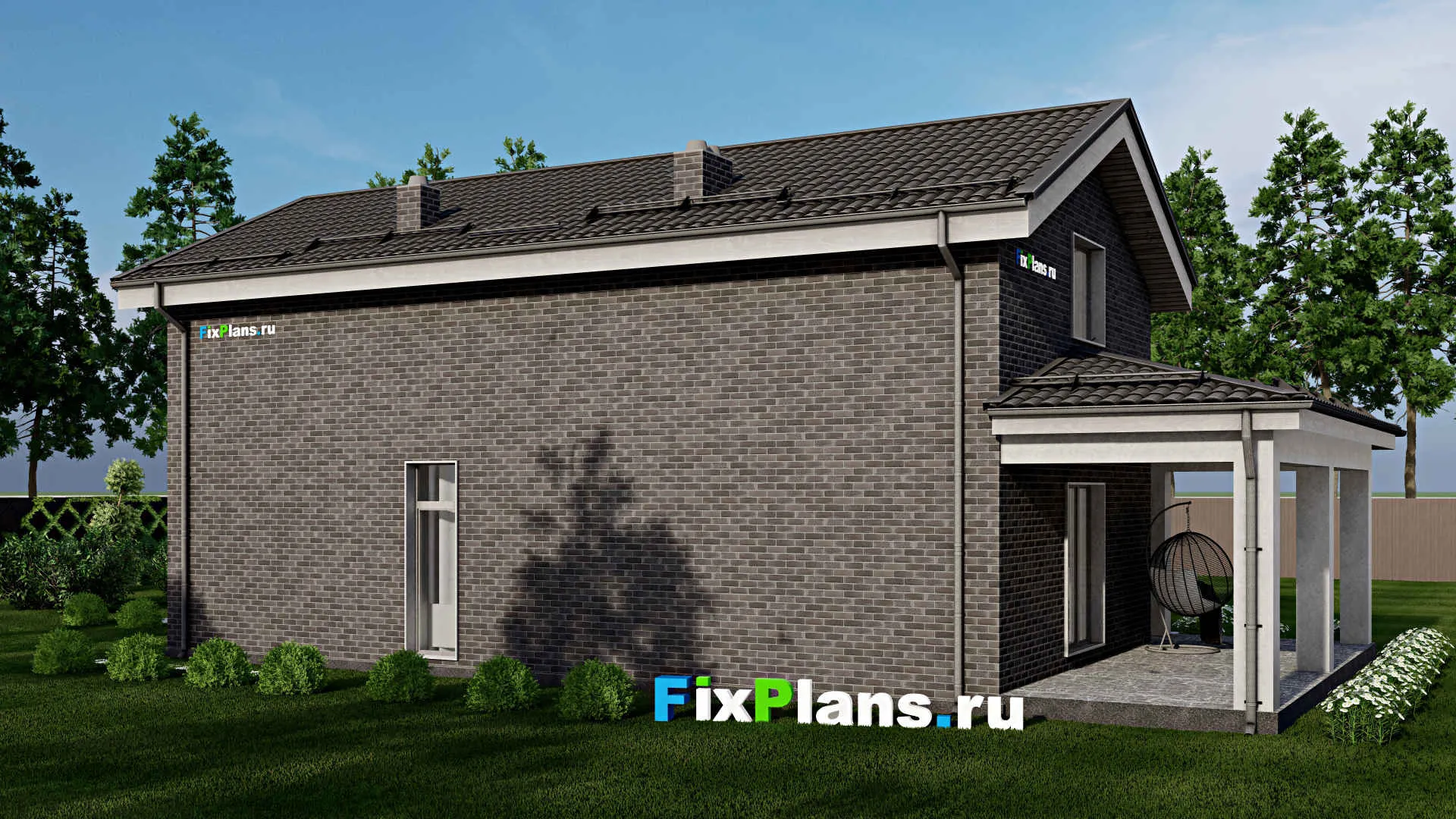 F-2564 - Проект дома с мансардой 9 на 14, площадью 170 м² с террасой и 3 спальнями