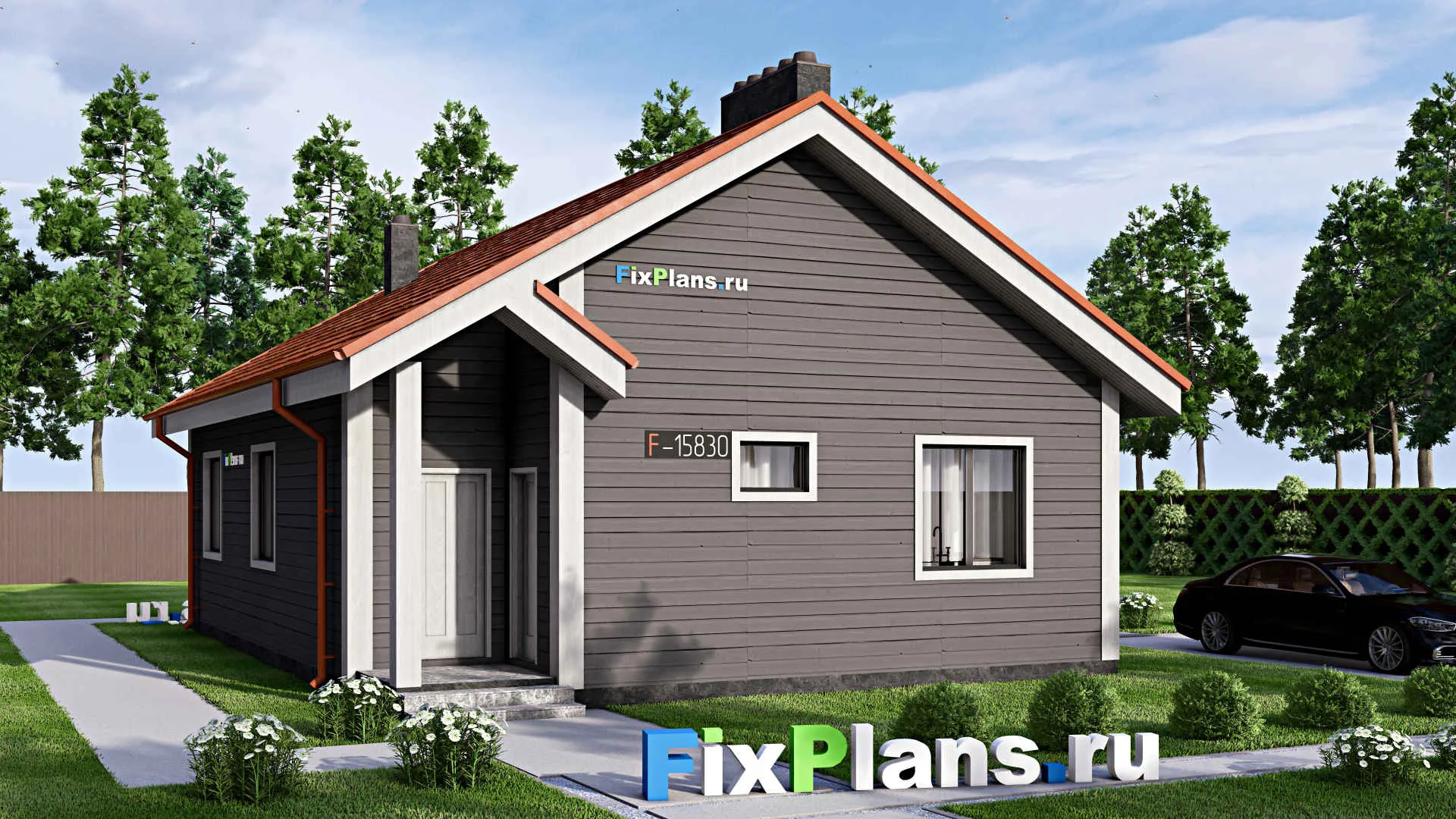 F-15830 - Проект одноэтажного дома 11 на 13, площадью 100 м² с 3 спальнями