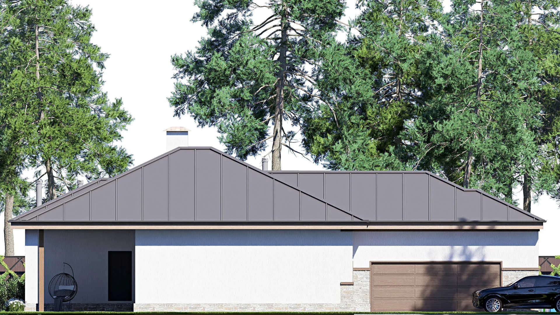 F-20780 - Проект одноэтажного дома 22 на 23, площадью 250 м² с спортзалом и 2 спальнями