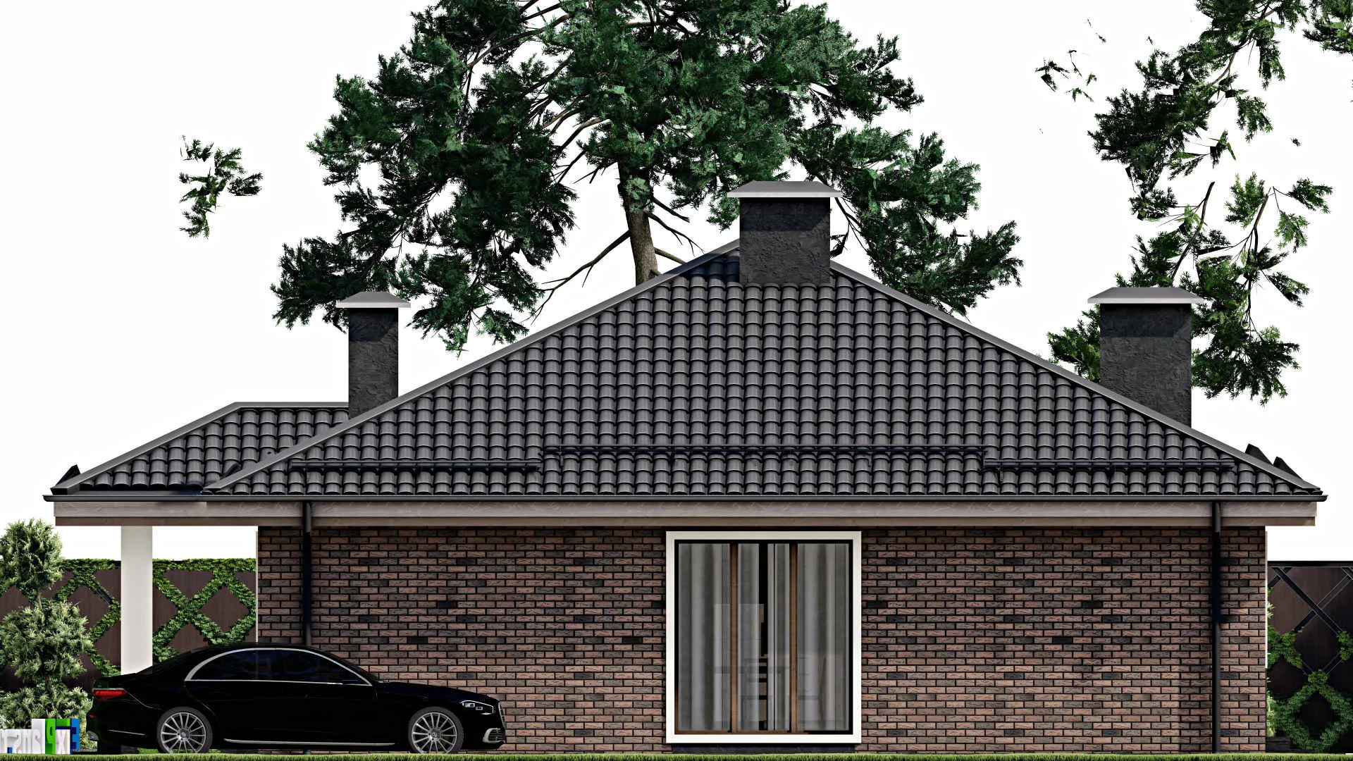 F-4805 - Проект одноэтажного дома 13 на 14, площадью 140 м² с 3 спальнями