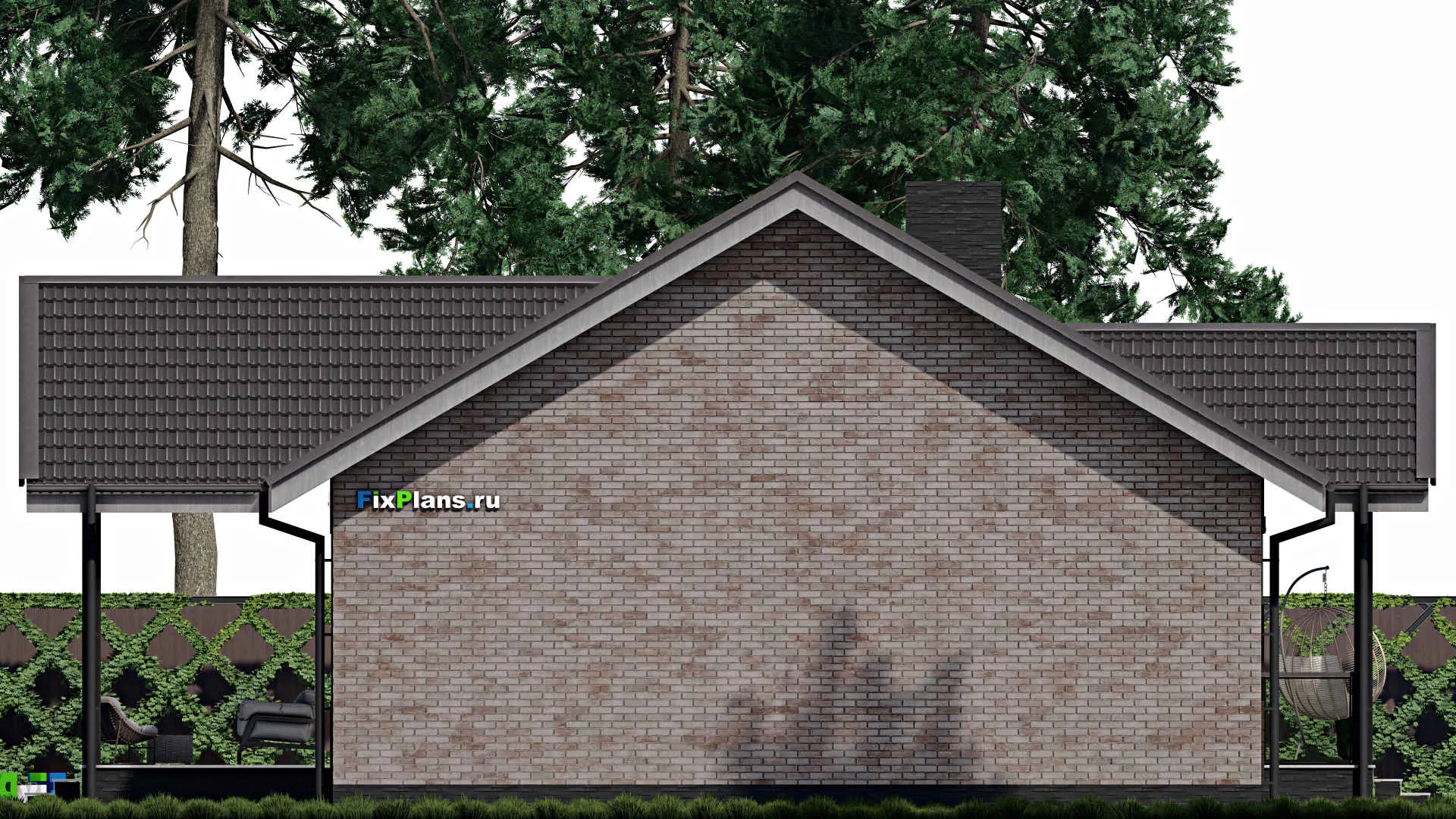 F-0629 - Проект одноэтажного дома 10 на 14, площадью 130 м² с террасой и 3 спальнями