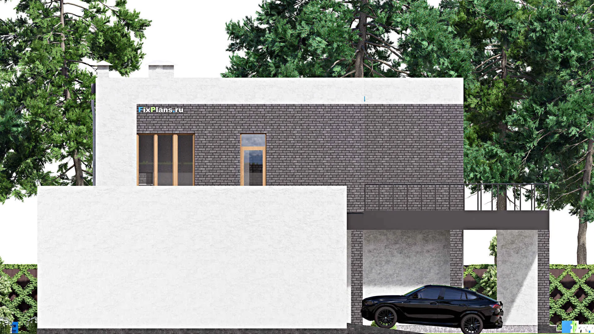 F-15254 - Проект двухэтажного дома 18 на 24, площадью 490 м² с террасой, балконом, гаражом на 2 машины и 6 спальнями