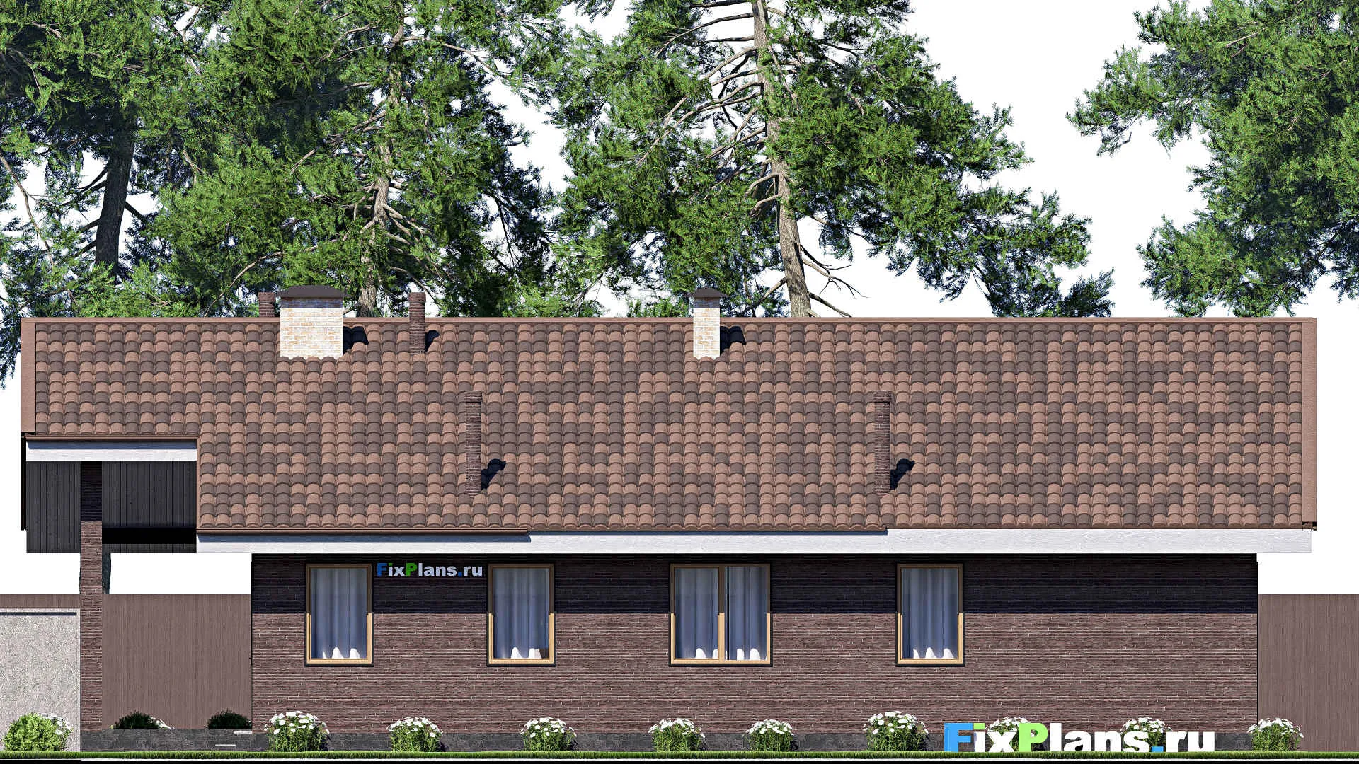 F-18854 - Проект одноэтажного дома 12 на 18, площадью 160 м² с террасой и 3 спальнями