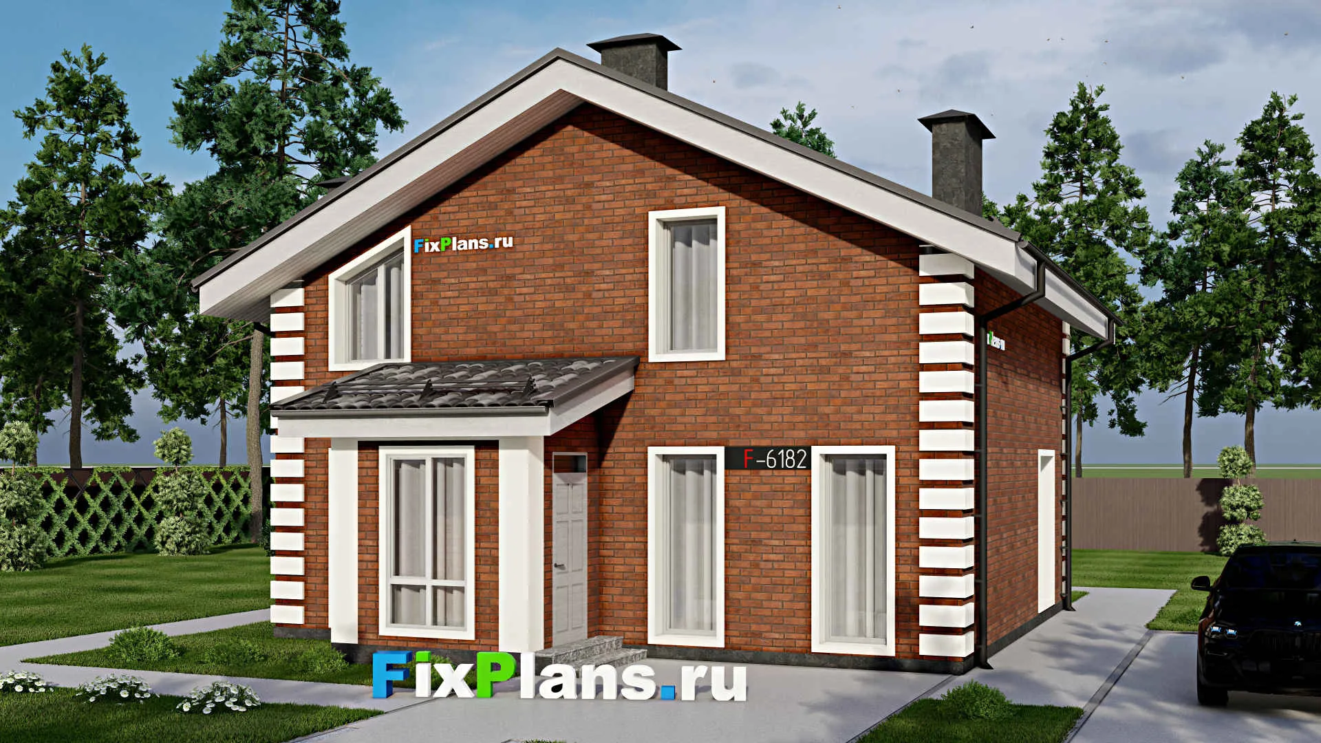 F-6182 - Проект дома с мансардой 10 на 10, площадью 140 м² с 4 спальнями