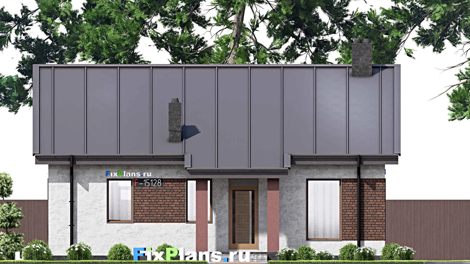 F-15128 - Проект бани 11 на 12, площадью 90 м² с терассой, санузлом и спальней