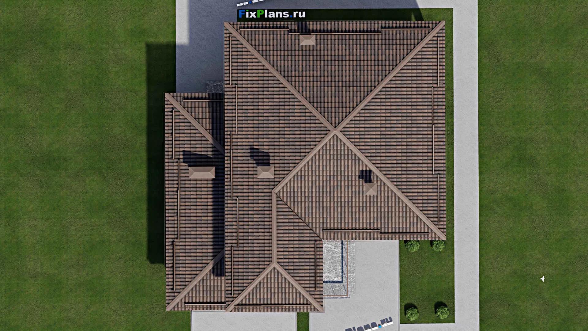 F-10277 - Проект двухэтажного дома 16 на 17, площадью 300 м² с террасой, балконом, баней, гаражом на 2 машины и 5 спальнями