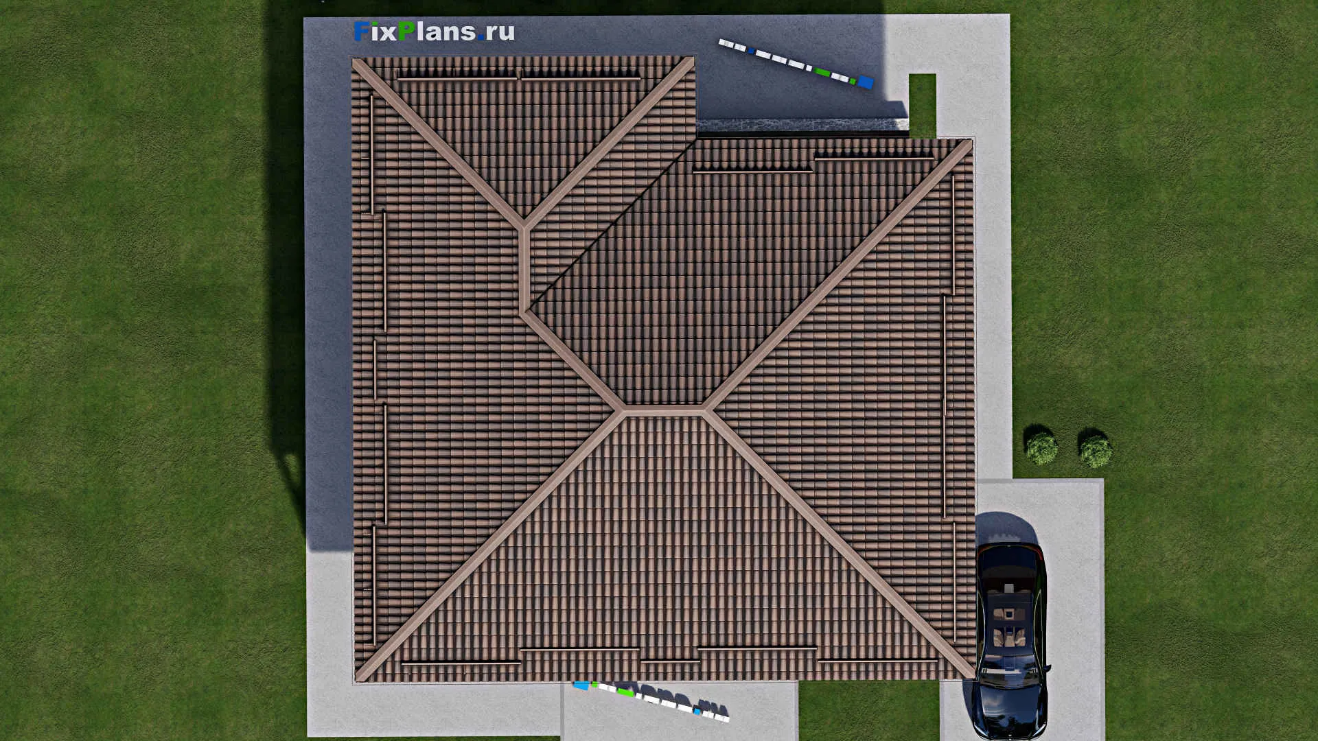 F-8558 - Проект двухэтажного дома 13 на 14, площадью 270 м² с террасой, балконом и 5 спальнями