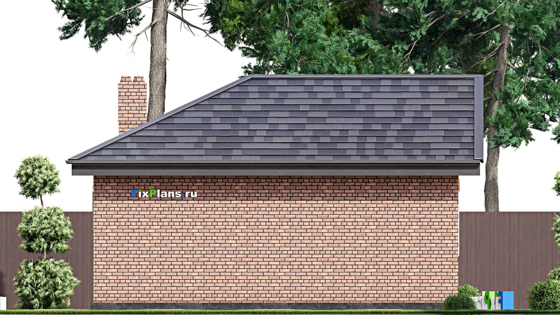 F-15119 - Проект бани 9 на 10, площадью 60 м² с комнатой отдыха, терассой и санузлом