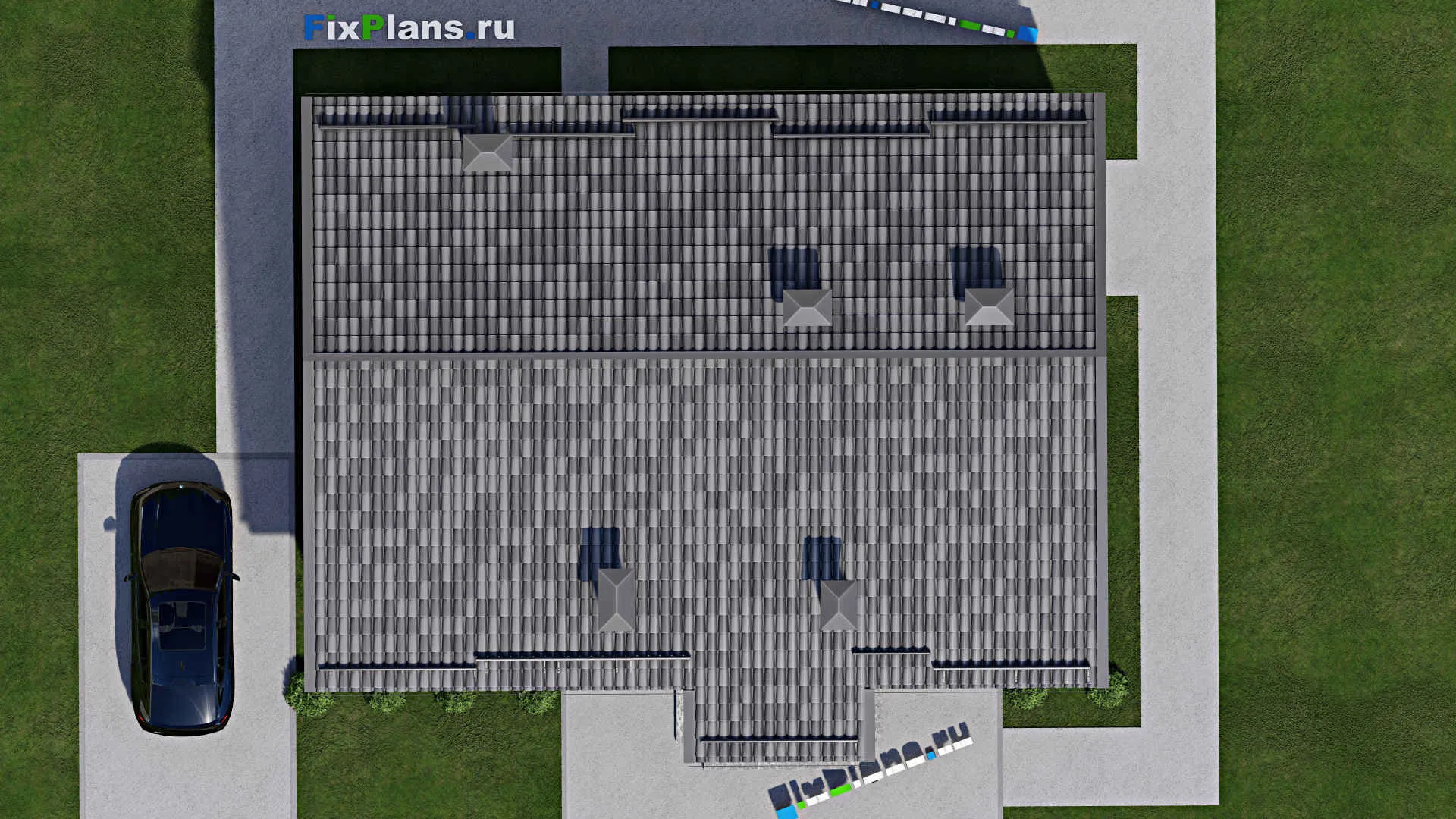 F-9188 - Проект одноэтажного дома 12 на 14, площадью 110 м² с террасой, баней и 2 спальнями